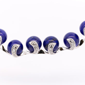 Lapis Lazuli Ball and Diamond 18K White Gold Choker Necklace Signed BIBIGI – Assay Jewelers