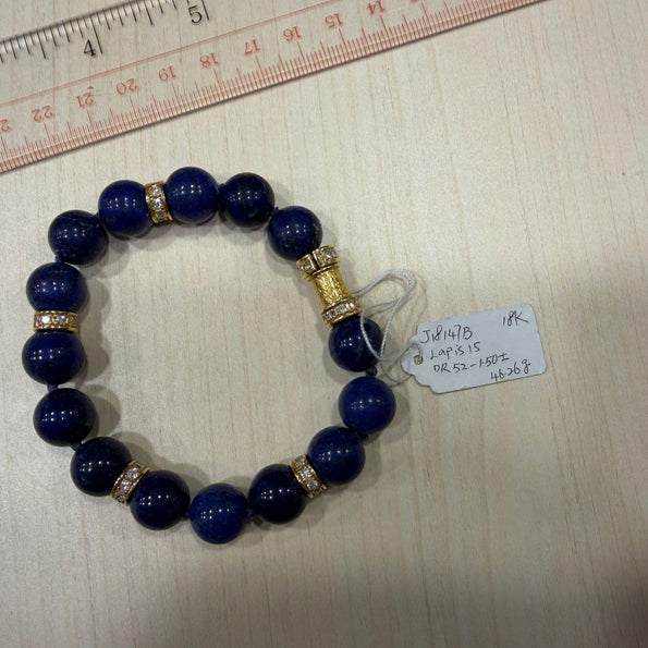 Lapis Lazuli Bead with Diamond Rondelles 18K Yellow Gold Necklace & Bracelet Set