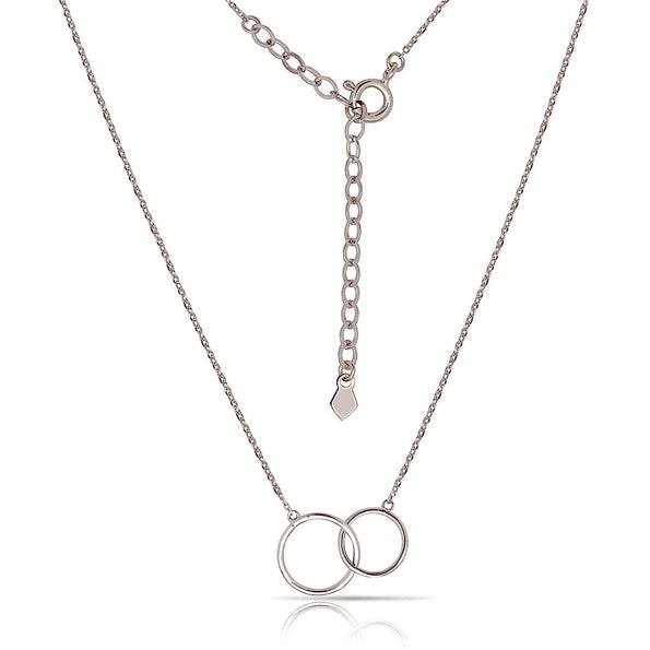 Locking Double Circle 14K Solid Gold Chain Necklace