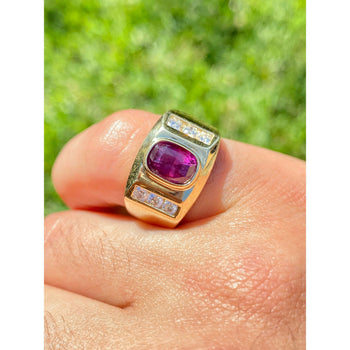 Mens 2.70 Carat Cushion Cut Ruby Ring in 14K Gold – Assay Jewelers