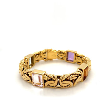 Multi Gem Byzantine Chain Bracelet and Necklace Set in 18k Gold – Assay Jewelers