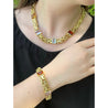 Multi Gem Byzantine Chain Bracelet and Necklace Set in 18k Gold