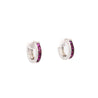 Natural 0.44 CTTW Square Cut Ruby Huggie Hoop Earrings in 14K White Gold