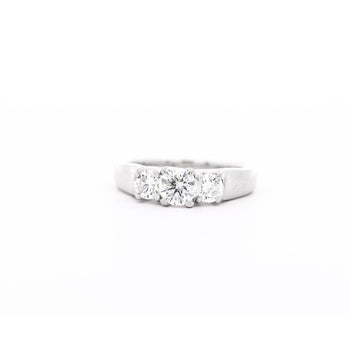 Natural 1.30 Carat Round-Brilliant Diamond Three Stone Ring in 14K White Gold – Assay Jewelers