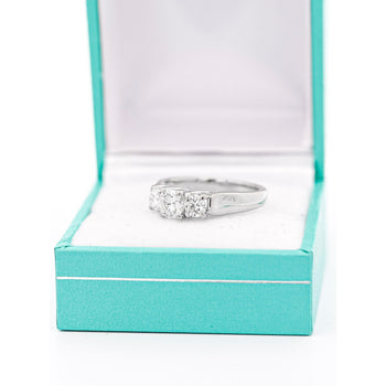 Natural 1.30 Carat Round-Brilliant Diamond Three Stone Ring in 14K White Gold – Assay Jewelers