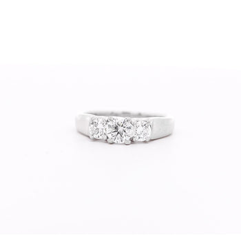 Natural 1.30 Carat Round-Brilliant Diamond Three Stone Ring in 14K White Gold – Assay Jewelers