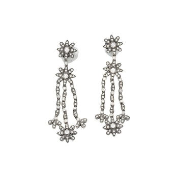 Natural 2 Carat Floral Diamond Dangle Drop Earrings in 18K White & Black Gold – Assay Jewelers