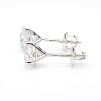 Natural 2 Carat Round Diamond 14K White Gold Screw Back Martini Stud Earring – Assay Jewelers
