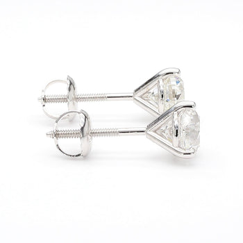 Natural 2 Carat Round Diamond 14K White Gold Screw Back Martini Stud Earring – Assay Jewelers