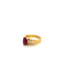 Natural 2 Carat Ruby and Baguette cut diamond Side Stones in 18K Gold Ring