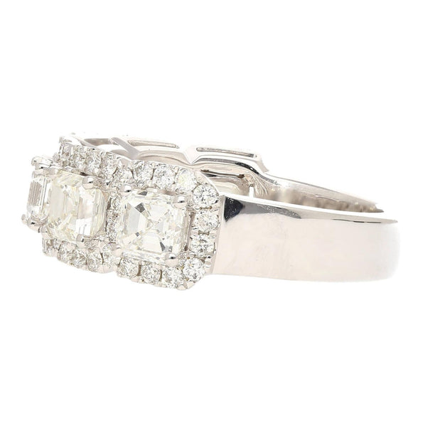 Natural 2.75 CTTW Asscher Cut Diamond Crown Engagement Ring in 18K White Gold