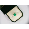 Natural 3.76 Carat Colombian Emerald and Trillion Cut Diamond 3-Stone Ring in 18K Gold