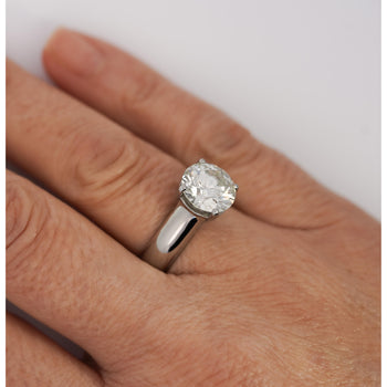 Natural 4.07 Carat H/SI1 Round Diamond Solitaire Wide Shank Ring In Platinum – Assay Jewelers