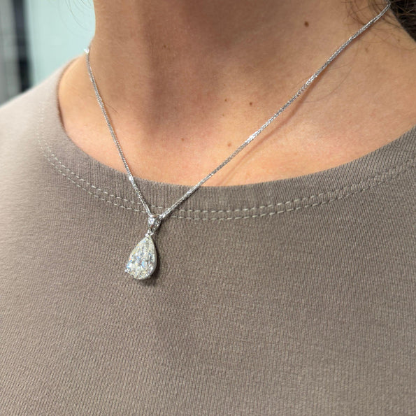 Natural 5.02 Carat Pear Cut Diamond G/SI2 Solitaire Pendant Necklace