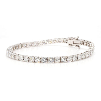 Natural 9 Carat Round Diamond 4-Prong Box 14K White Gold Tennis Bracelet – Assay Jewelers