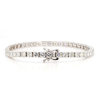 Natural 9 Carat Round Diamond 4-Prong Box 14K White Gold Tennis Bracelet – Assay Jewelers