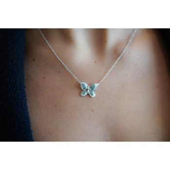 Natural Blue and White Diamond Cluster Butterfly Charm Floating Pendant Necklace – Assay Jewelers