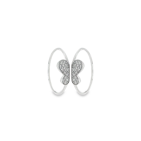 Natural Diamond Butterfly Ring 14K Gold Two-Piece Stack Ring