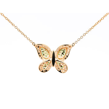 Natural Diamond and Green Tsavorite Butterfly 14K Yellow Gold Necklace – Assay Jewelers