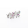 Natural Diamond and Pink Sapphire Cluster Butterfly Stud Earrings in 14K White Gold