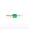 Natural Emerald Square Cut Thin Ribbed Band Stacking Ring in 18K Yellow Gold