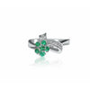 Natural Emerald and Diamond Flower Ring