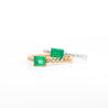 Natural Emerald and Diamond Ribbed Shank Thin Stacking Ring in 18K Rose Gold