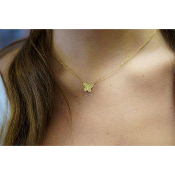 Natural Fancy Yellow Diamond 18K Gold Butterfly Charm Floating Necklace – Assay Jewelers