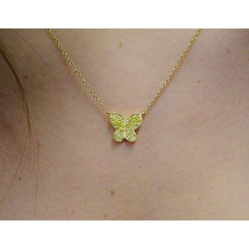 Natural Fancy Yellow Diamond 18K Gold Butterfly Charm Floating Necklace – Assay Jewelers
