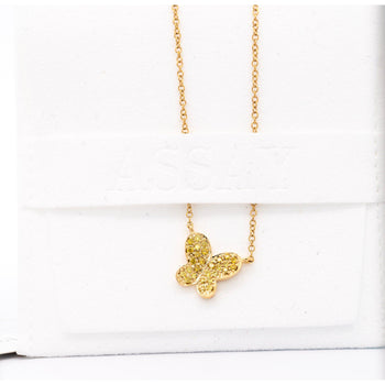 Natural Fancy Yellow Diamond 18K Gold Butterfly Charm Floating Necklace – Assay Jewelers