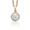 Natürlicher runder Diamant-Halo-Pendant in 18k Roségold