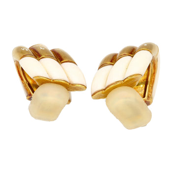 Natural White Agate Clip On Retro Earrings in 18K Yellow Gold – Assay Jewelers