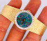 Omega 23mm Fire Black Opal Dial & Diamond Bezel 14K Gold Vintage Watch