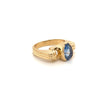 Oval Cut Blue Sapphire Regal Band Ring in 18k | Half Bezel Set