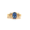 Oval Cut Blue Sapphire Regal Band Ring in 18k | Half Bezel Set