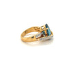 Overlap Bypass Blue Topaz and Diamond Cocktail Ring for Women