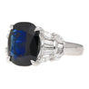 Platinum 7.52 Carat Cushion Cut Blue Sapphire and Diamond Engagement Ring