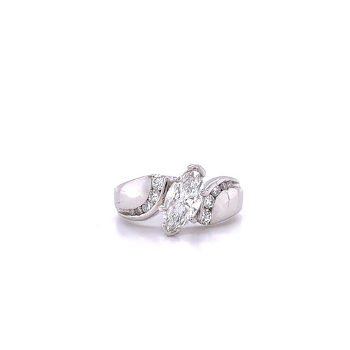 Platinum Set 1.20 Carat Marquise Cut Diamond Ring