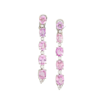 Platinum Set Color Changing Natural Pink Padparadscha Sapphire Dangle Earrings – Assay Jewelers