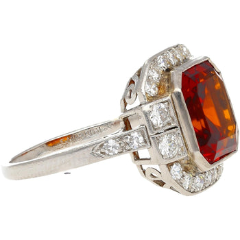 Platinum Vintage Retro 4.42 Carat Citrine Bezel & Diamond Halo Ring – Assay Jewelers