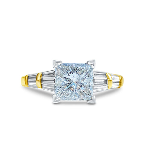 Princess Cut Natural Diamond Engagement Ring in 14k Gold