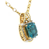 Rare GIA Certified 50 Carat Greenish Blue Zircon Pendant Necklace with Diamonds in Platinum & 18K Yellow Gold