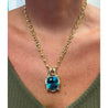 Rare GIA Certified 50 Carat Greenish Blue Zircon Pendant Necklace with Diamonds in Platinum & 18K Yellow Gold