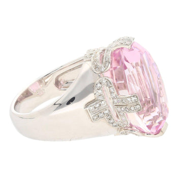 Retro Inspired 20.76 Carat Kunzite Ring in 18K White Gold with 0.66 CTW in Diamonds – Assay Jewelers