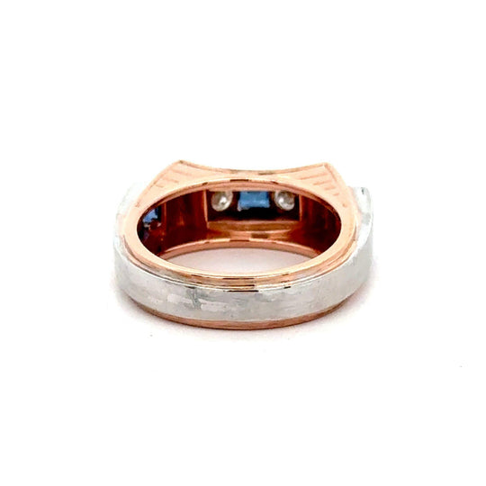 Retro Style Sapphire & Diamond Channel 14K Two Tone Unisex Band Ring