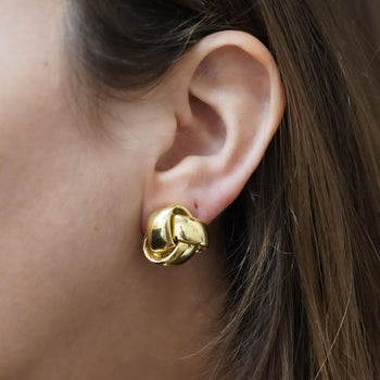 Roberto Coin Knot 18K Yellow Gold Stud Earrings Clip On Lever Backs – Assay Jewelers
