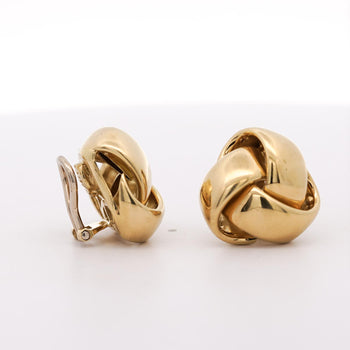 Roberto Coin Knot 18K Yellow Gold Stud Earrings Clip On Lever Backs – Assay Jewelers