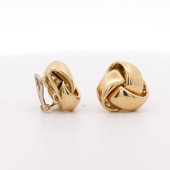 Roberto Coin Knot 18K Yellow Gold Stud Earrings Clip On Lever Backs – Assay Jewelers