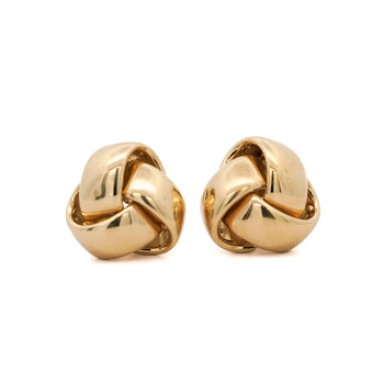 Roberto Coin Knot 18K Yellow Gold Stud Earrings Clip On Lever Backs – Assay Jewelers