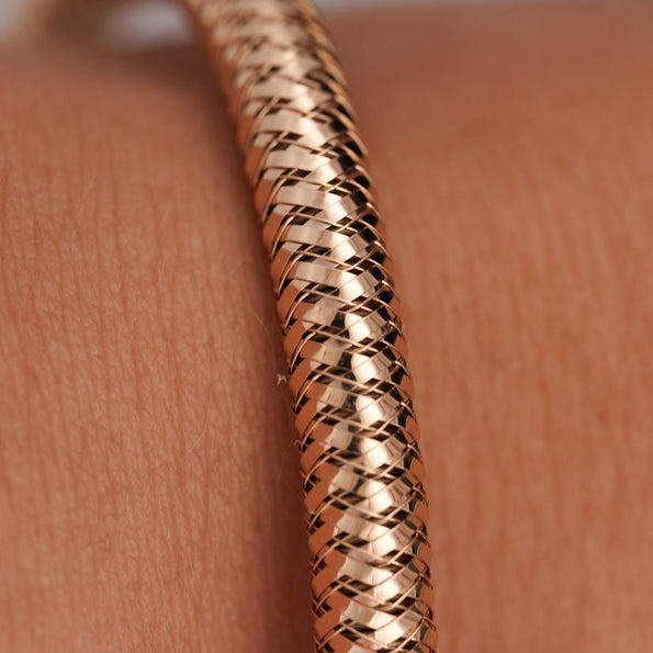 Roberto Coin in 18K Rose Gold Woven Cylinder Flexible Bangle Bracelet